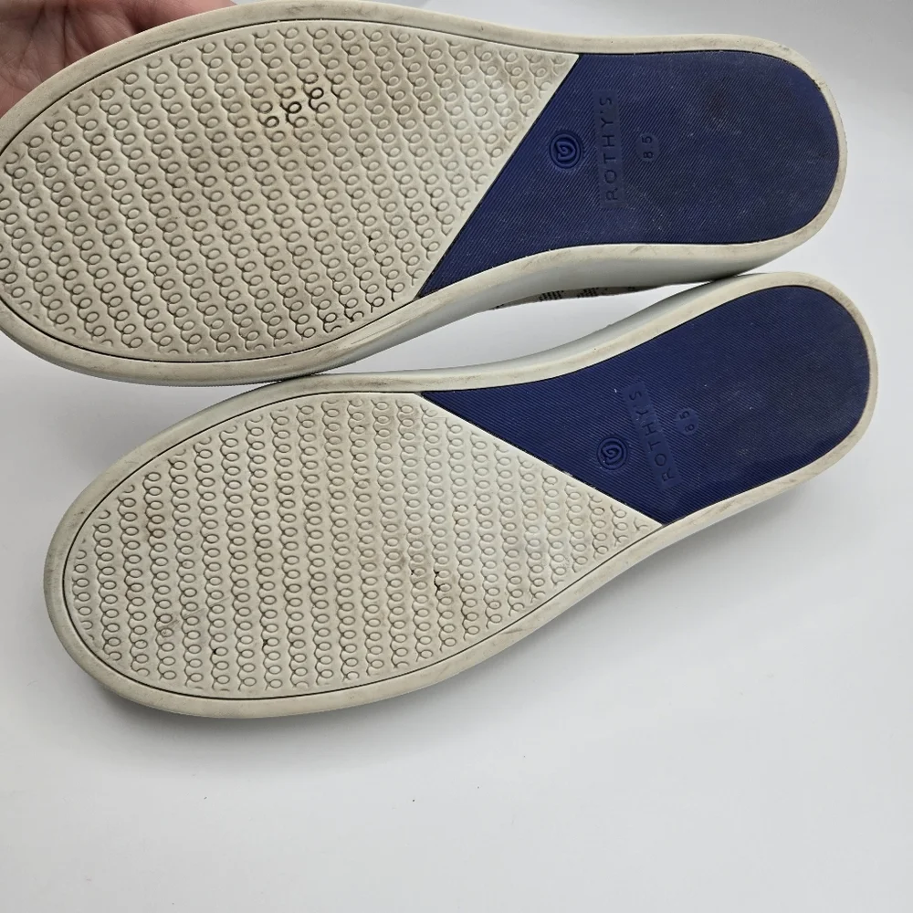 Rothy's The Sneaker Maritime Tiger Slip On Shoes Gray Stripe Women's Size 8.5